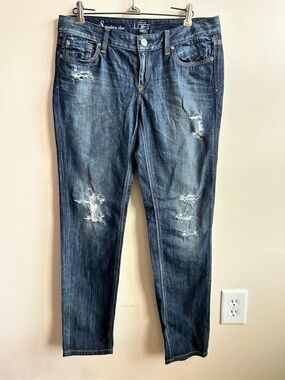 Loft Women’s Dark Wash Modern Slim Distressed Jeans 29 8